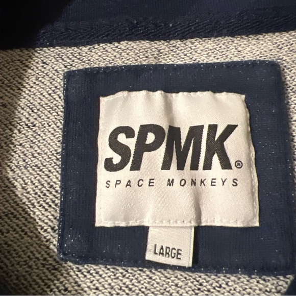 SPMK Space Monkeys Blue Stripped Long Sleeve Hoodie High Neck Sweatshirt Men’s L - Picture 10 of 10